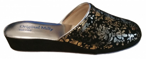 PANTOFOLA DONNA IN CAMOSCIO MILLY STAMPA FIORI ARTIGIANALE MADE IN ITALY - Img 4