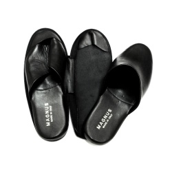 PANTOFOLE UOMO IN PELLE DA VIAGGIO CON CUSTODIA MAGNUS MADE IN ITALY - Img 3