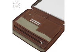 PORTABLOCCO/PORTADOCUMENTI A4 IN PELLE ACCIAIO CON ZIP E TASCA IPAD 11" - Img 3