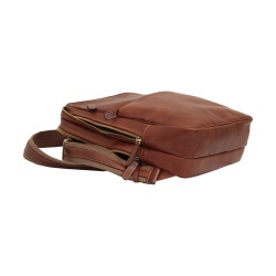 Zaino in pelle con fascia per trolley-Marrone - Img 4