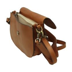 Borsa a tracolla due fianchi in vitello pieno fiore-Coloniale - Img 4