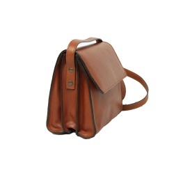 Borsa a tracolla in pelle di vitello-Teak - Img 5