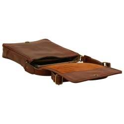 Borsa a tracolla in pelle. Marrone Mogano - Img 2