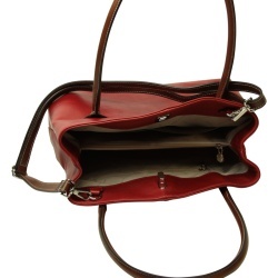 BORSA DA DONNA A DUE MANICI BICOLORE IN PELLE PIENO FIORE-ROSSO - Img 6