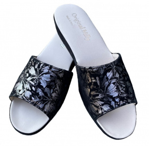 CIABATTA DONNA MILLY IN CAMOSCIO STAMPA FIORI ARTIGIANALE MADE IN ITALY - Img 6