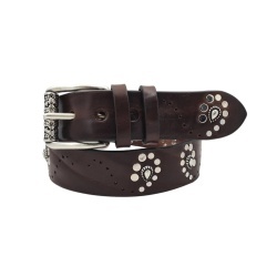 CINTURA UOMO 4 CM IN CUOIO DI TORO BORCHIATO A SPIRALI ORIONE BELTS ARTIGIANALE MADE IN ITALY