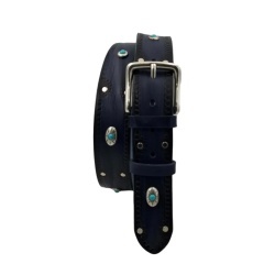 CINTURA UOMO 4 CM IN CUOIO DI TORO RICAMATO SANTORINI ORIONE BELTS ARTIGIANALE MADE IN ITALY - Img 2