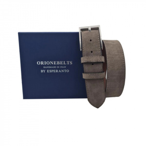 CINTURA UOMO PIATTA 4 CM IN CAMOSCIO ORIONE BELTS ARTIGIANALE MADE IN ITALY - Img 3
