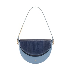 DUDU Borsa Donna a Tracolla in Vera Pelle, Mezzaluna Rigida, Made in Italy, Borsetta con Patta e Doppia Tracolla, Chiusura Magnetica