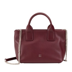 DUDU Borsa Donna Piccola a Tracolla in Vera Pelle, Borsa Mini Bag da Sera Elegante, 22 x 13 cm, Doppi Manici, Tracolla a Catena, Chiusura Zip