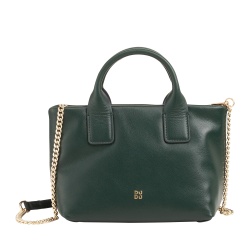 DUDU Borsa Donna Piccola a Tracolla in Vera Pelle, Borsa Mini Bag da Sera Elegante, 22 x 13 cm, Doppi Manici, Tracolla a Catena, Chiusura Zip