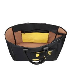 DUDU Borsa Donna Shopper Grande in Pelle e Tessuto – Borsa Tote Shopping Capiente Elegante e Funzionale con Bustina da Polso Removibile - Img 3