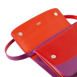DUDU Borsa Tracolla Donna in Pelle Made in Italy Grande Design Rigida Elegante con Patta, a 3 Scomparti - Img 5