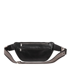 DUDU Marsupio in Vera Pelle per Uomo Donna con Cinghia Regolabile, Design Pulito Elegante Capiente, Marsupio a 3 Zip - Img 2
