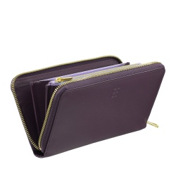 DUDU Portafoglio donna grande RFID di vera pelle colorato zip around - Img 3