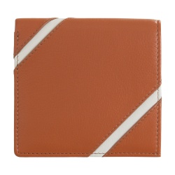 DUDU Portafoglio Unisex in Vera Pelle – Bifold con Chiusura a Bottone e Portamonete Esterno – Design Ispirato ai Tornei Campi da Tennis - Img 2