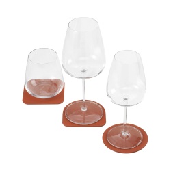 DUDU Set di 3 Sottobicchieri in Morbida Pelle Colorati, Bifacciale Double Face, di Forma Quadrati Rotondi, 9,5x9,5 cm, Design Elegante - Img 3