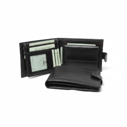 Leather Bifold Wallet - Black with RFID