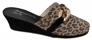 PANTOFOLA DONNA MILLY IN CAMOSCIO STAMPA LEOPARDO ARTIGIANALE MADE IN ITALY - Img 3