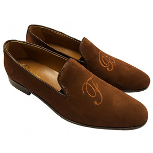 PANTOFOLE LUSSO CHIUSE IN CAMOSCIO PERSONALIZZABILI CON INIZIALI GAROFALO GIANBATTISTA ARTIGIANALI MADE IN ITALY - Img 2