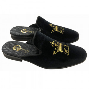 PANTOFOLE UNISEX IN VELLUTO CON RICAMO CORONA PERSONALIZZABILI CON INZIALI GAROFALO GIANBATTISTA ARTIGIANALI MADE IN ITALY