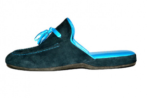 PANTOFOLE UOMO BICOLORE IN CAMOSCIO E PELLE IMPERIAL MADE IN ITALY - Img 3