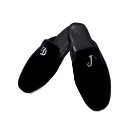 PANTOFOLE UOMO IN VELLUTO GEDA PERSONALIZZATE CON INIZIALI MADE IN ITALY - Img 5