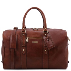 TL Voyager - Borsone da viaggio in pelle con tasca frontale