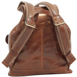 Zaino in pelle con 2 tasche frontali. Marrone - Img 5