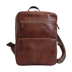 Zaino in pelle con facia per trolley-Marrone