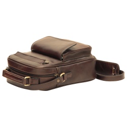 Borsa a tracolla con tasca frontale. Marrone Scuro - Img 2