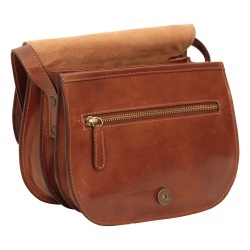 Borsa a tracolla di vitello pieno fiore. marrone - Img 2