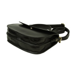 Borsa a tracolla due fianchi in vitello pieno fiore-Nero - Img 5