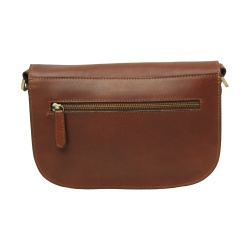 Borsa a tracolla due fianchi in vitello pieno fiore-Teak - Img 2