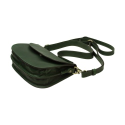 Borsa a tracolla due fianchi in vitello pieno fiore-Verde - Img 5
