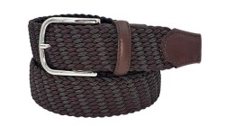 CINTURA UOMO 3,5 CM BICOLORE ELASTICA INTRECCIATA IN TESSUTO E PELLE ORIONE BELTS ARTIGIANALE MADE IN ITALY