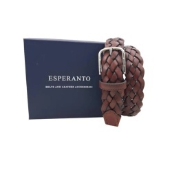CINTURA UOMO 3,5 CM EXTRA LARGE INTRECCIATA IN CUOIO ORIONE BELTS ARTIGIANALE MADE IN ITALY - Img 6