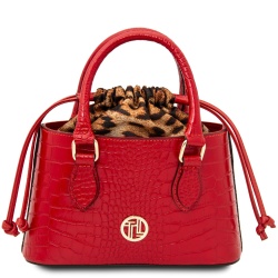 Croque - Borsa a mano in pelle effetto cocco
