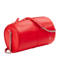 DUDU Borsa Donna Cilindrica in Pelle, Borsa a Tracolla con Catena e Pelle, Borsa a Cilindro Piccola Fashion Elegante con Cerniera - Img 2