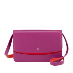 DUDU Borsa Tracolla Donna in Pelle Made in Italy Grande Design Rigida Elegante con Patta, a 3 Scomparti
