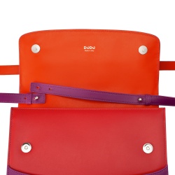 DUDU Borsa Tracolla Donna in Pelle Made in Italy Grande Design Rigida Elegante con Patta, a 3 Scomparti - Img 4