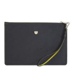 DUDU Bustina da Polso in Pelle e Tessuto con Cerniera – Busta Pochette Uomo Donna Elegante e Compatta con Laccetto Removibile