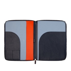DUDU Cartella Portadocumenti A4 in Pelle Portablocco da Ufficio Cartellina Porta Tablet iPad Multicolore con Zip