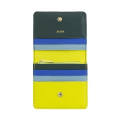 DUDU Portafoglio Donna Piccolo in Pelle Schermato RFID Colorato Ultra Compatto con Zip Interna e 8 Porta Carte Tessere