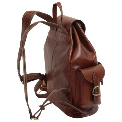 Zaino in pelle con 3 tasche frontali. Marrone - Img 3