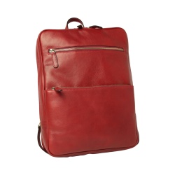 Zaino in pelle con fascia per trolley - rosso