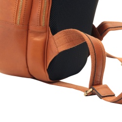Zaino in pelle con tasca con zip frontale. Marrone Coloniale - Img 2