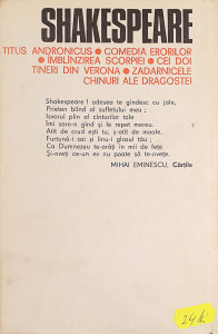Opere 2-Titus Andronicus * Comedia erorilor * Imblanzirea scorpiei * Cei doi tineri din Verona… | William Shakespeare