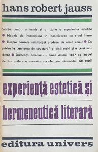 Experienta estetica si hermeneutica literara | Hans Robert Jauss