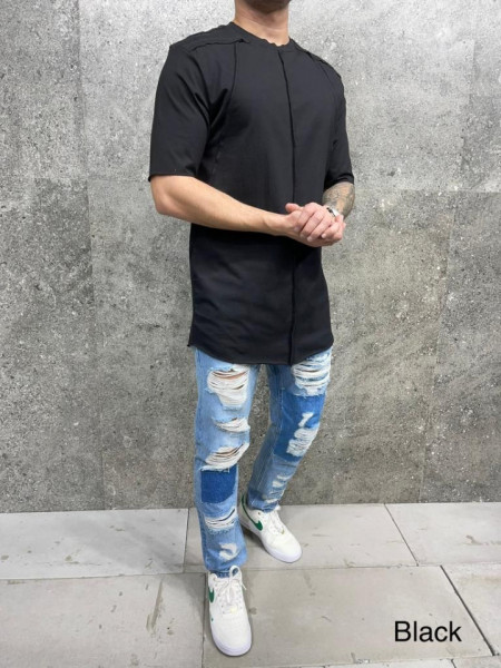 Tricou long fashion black blk-003